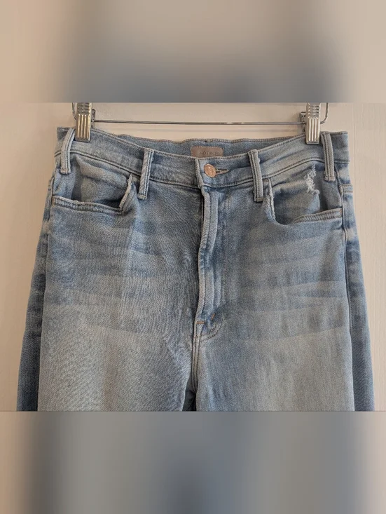 Mother The Hustler Ankle Chew Petal Pucker Jeans Light Wash Blue Denim Size 29 - Picture 5 of 15